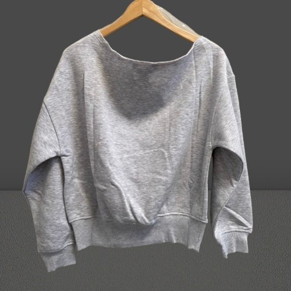 NEW Rae Mode Off Shoulder Fleece Top Grey Small - Picture 3 of 4